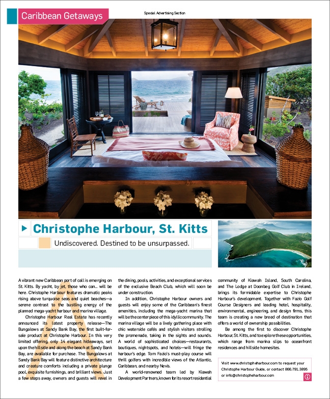 Christophe Harbour, St. Kitts advertorial: an open-sided bungalow looking out to sea.