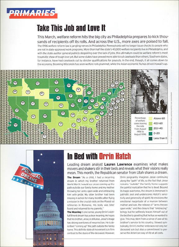 "Take This Job and Love It": a US choropleth map of falling welfare caseloads.