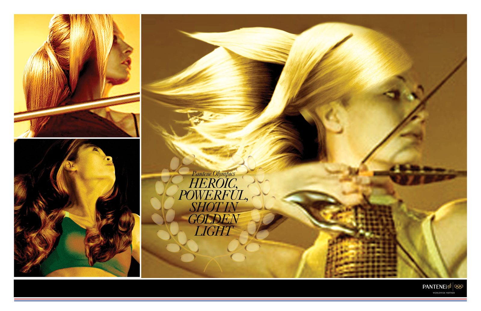 Pantene Olympic concept board: "Heroic, powerful, shot in golden light."