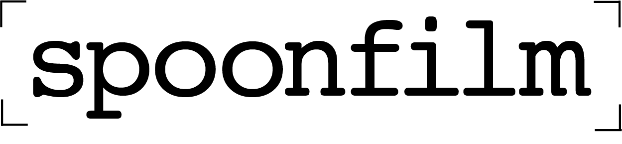 Spoonfilm wordmark set in a typewriter face inside crop marks.