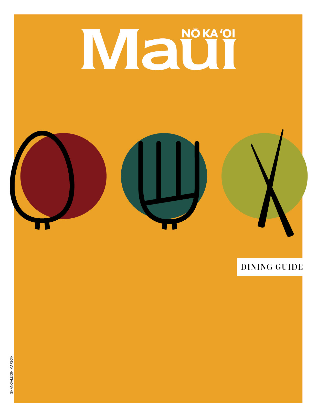 Maui Nō Ka ʻOi Dining Guide opener in orange — same icon system, different issue.