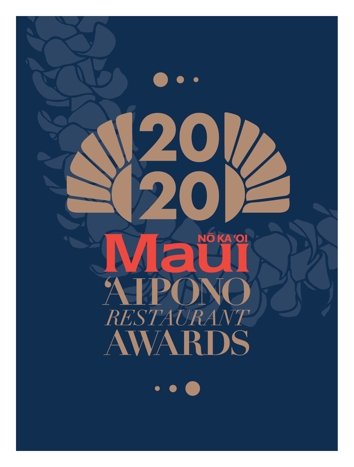 Maui Nō Ka ʻOi 2020 ʻAipono Restaurant Awards title page: gold seal on navy.