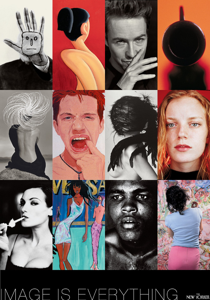 The New Yorker trade poster: twelve photographs and illustrations under "Image Is Everything".